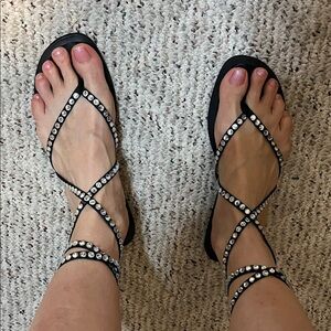 Zara Black Strappy Sandals size 8 medium